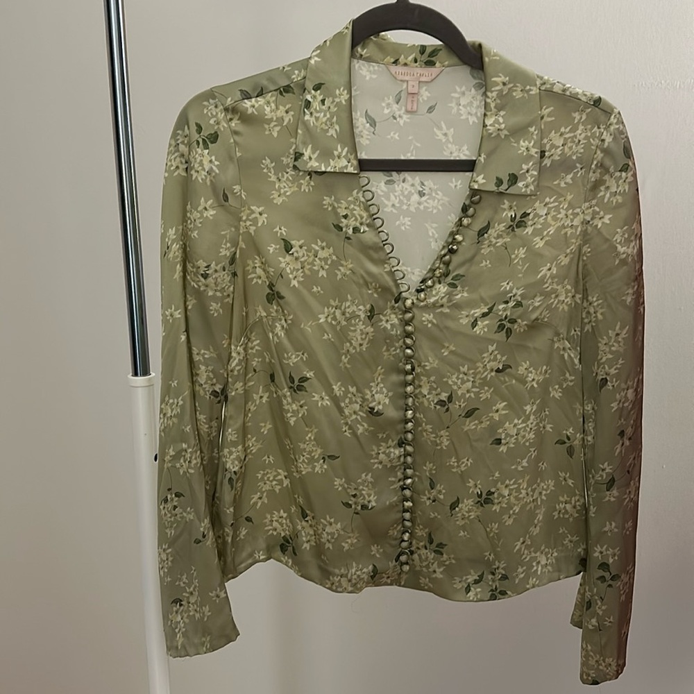 100% Silk Rebecca Taylor Collared Button Blouse